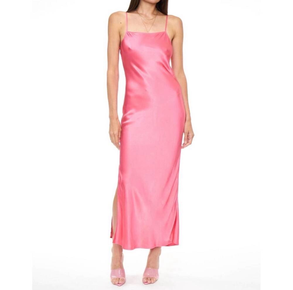 Pistola Dress Size Small Mari Square Neck Midi/Maxi Guava Pink Satin Slip NWT